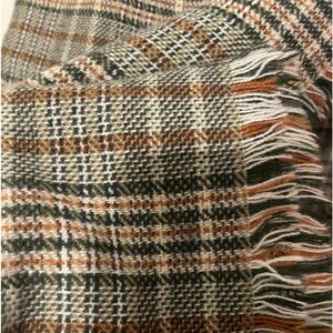 Beautiful soft green, copper and white blanket scarf.